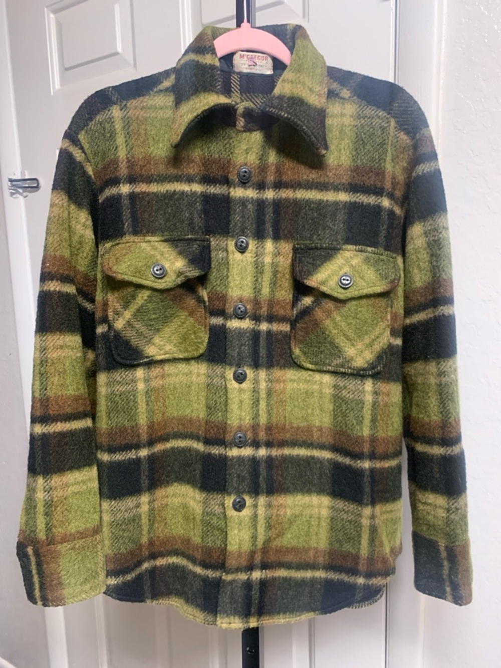 Vintage RARE Mcgregor wool button up plaid shirt jacket shacket lumberjack M